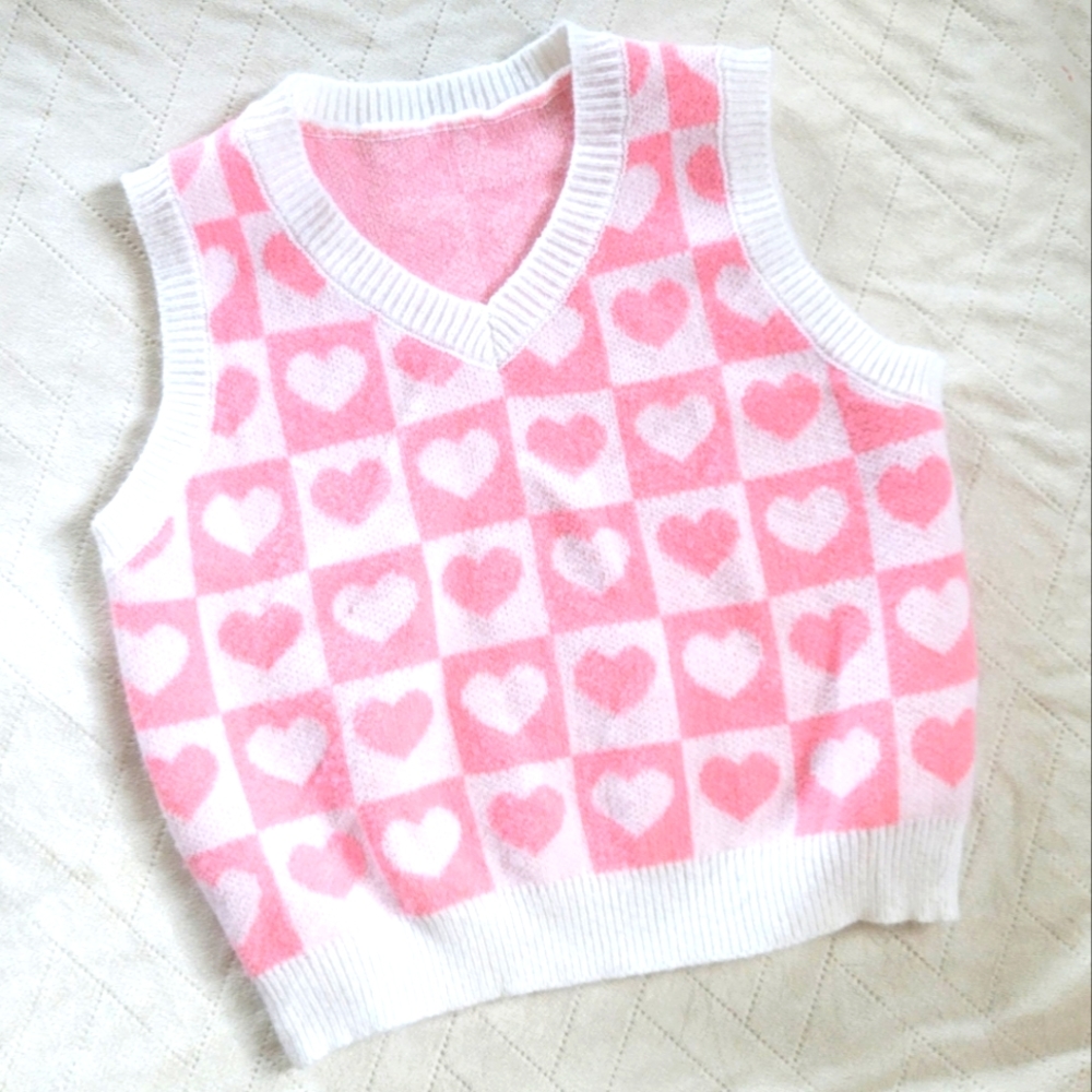 Pink heart sweater vest * girls size 10